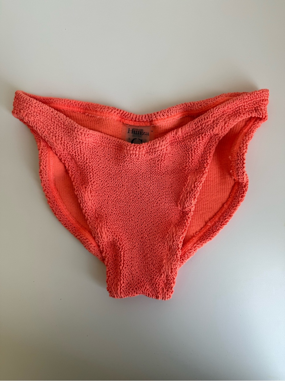 Hunza G Crinkle Textured Luxury Orange Bikini Bottoms- One size fits most